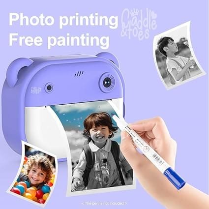 InstaPix Bear Kids Instant Print Camera – Dual Lens, 1080P HD, Fun Filters