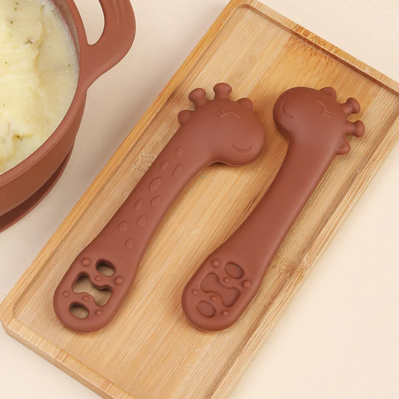 Cute Baby Giraffe First Stage Self-Feeding Spoons (Pack of 2)