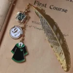 Harry Potter Exquisite Gold Feather Bookmark with Enamel Charms