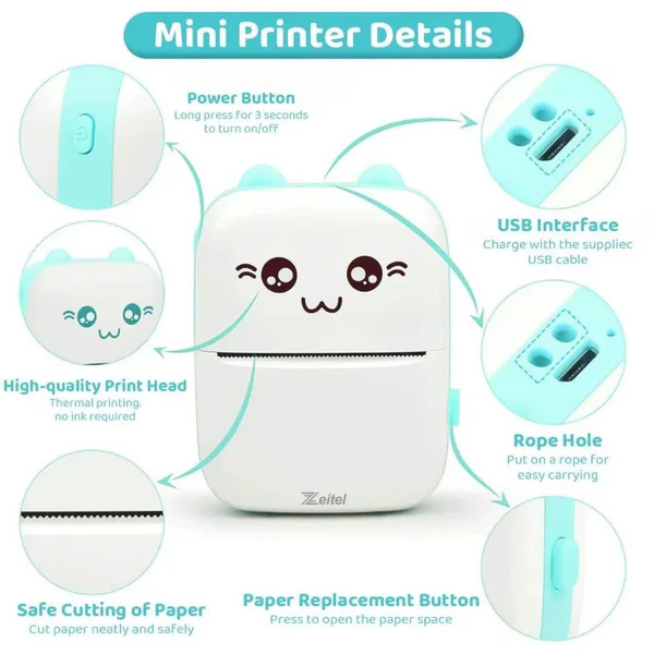 Mini Thermal Printer | Inkless Sticker Printer | Wireless Mini Pocket Printer for Labels, Stickers, Photos, Bookmarks, Cards - Image 5