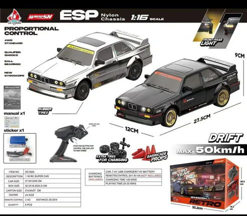 Whoosh metal RC car ( BMW E30 RTR ) |1 : 16 | Gyro | 4WD | Drift | 50km/H - Image 2