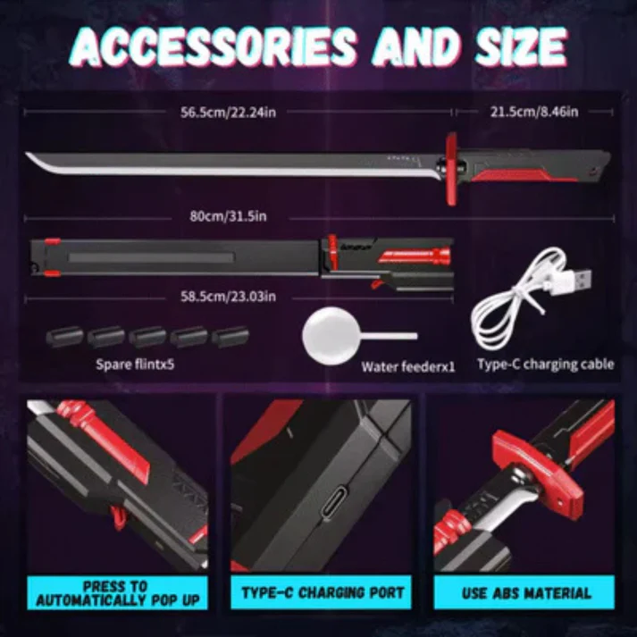 LED Katana Sparkling Sword – Realistic Smoke & Spark FX Lightsaber - Image 5