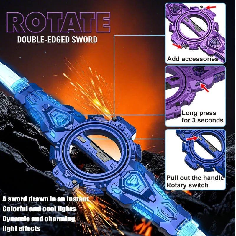 Fire Spiral Sword Double-Edged Rotating LED Lightsaber Toy with Colorful Lights (Assorted Colours) - Image 5