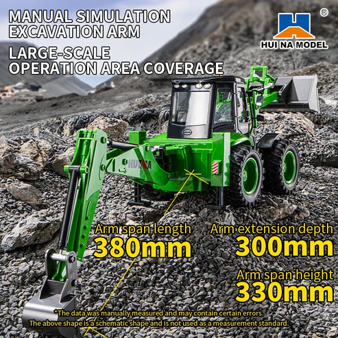 HUINA 9 CH 1579 1:14 REMOTE CONTROL BACKHOE LOADER (2025 MODEL) - Image 3
