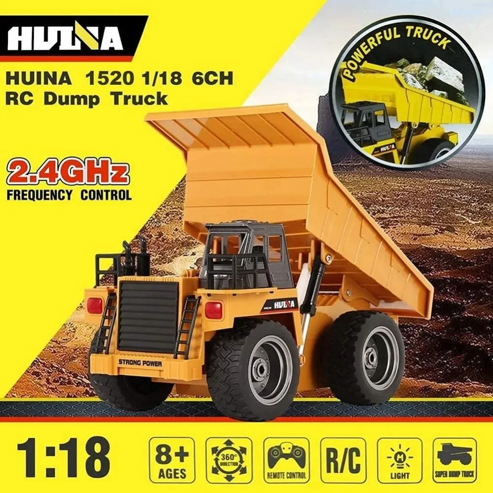 HUINA 1534 RC Dump Truck 1:18 Scale | Heavy Duty Construction Tipper - Image 6