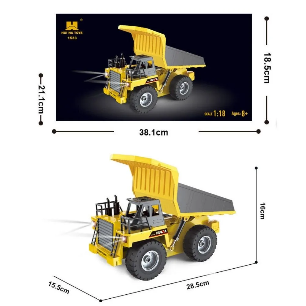 HUINA 1534 RC Dump Truck 1:18 Scale | Heavy Duty Construction Tipper - Image 9