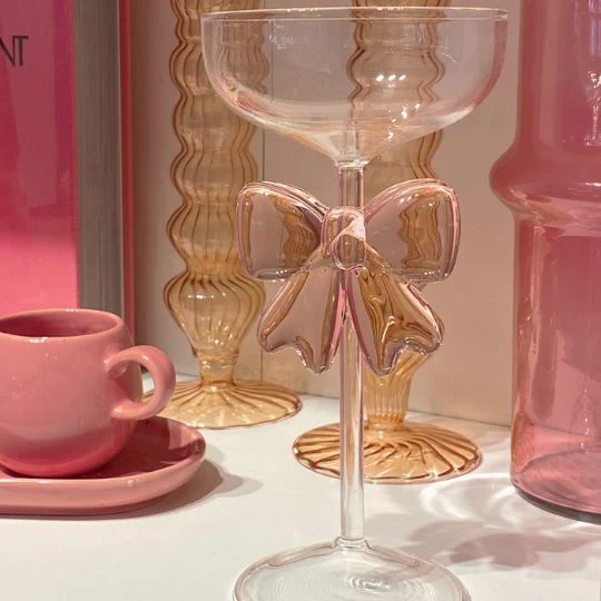 💖 Pink Bow Cocktail Glass – Elegant Designer Coupe Glass for Drinks, Parties & Gifting - Image 3