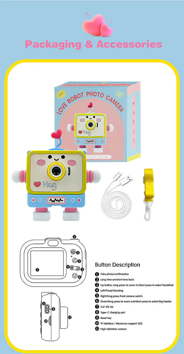 Robot Camera Kids – Cute Digital Toy Camera for Children - Image 4