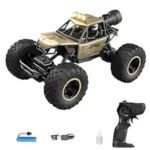 Crackles 1:12 Scale 2.4Ghz Rechargeable Remote Control 4WD Alloy Off Road All Terrain Rock Crawler Toy Car, inbuilt with Booster Spray Function and Long Battery Life for Kids Adults