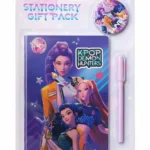 K POP Demon Hunters Stationery Gift Pack for Kids – Cute Notebook, Pen & Badge Set | Cartoon Theme Study Kit | Gift for Girls Boys Students