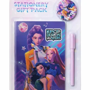 K POP Demon Hunters Stationery Gift Pack for Kids – Cute Notebook, Pen & Badge Set | Cartoon Theme Study Kit | Gift for Girls Boys Students