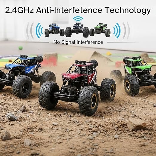 Crackles 1:12 Scale 2.4Ghz Rechargeable Remote Control 4WD Alloy Off Road All Terrain Rock Crawler Toy Car, inbuilt with Booster Spray Function and Long Battery Life for Kids Adults - Image 2