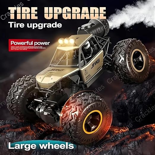Crackles 1:12 Scale 2.4Ghz Rechargeable Remote Control 4WD Alloy Off Road All Terrain Rock Crawler Toy Car, inbuilt with Booster Spray Function and Long Battery Life for Kids Adults - Image 6