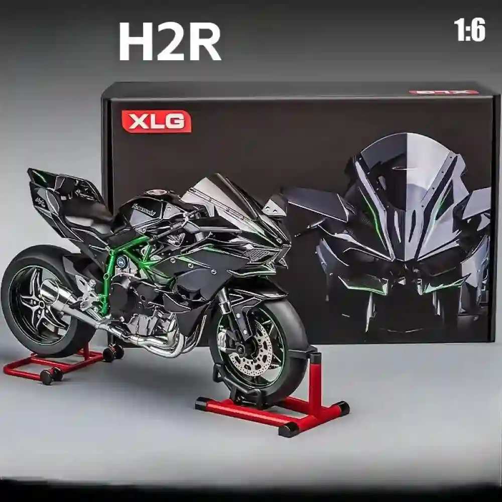 XLG 1/6 Scale Kawasaki Ninja H2R Diecast Motorcycle Model with Display Stand Premium Collector's Die Cast Bike