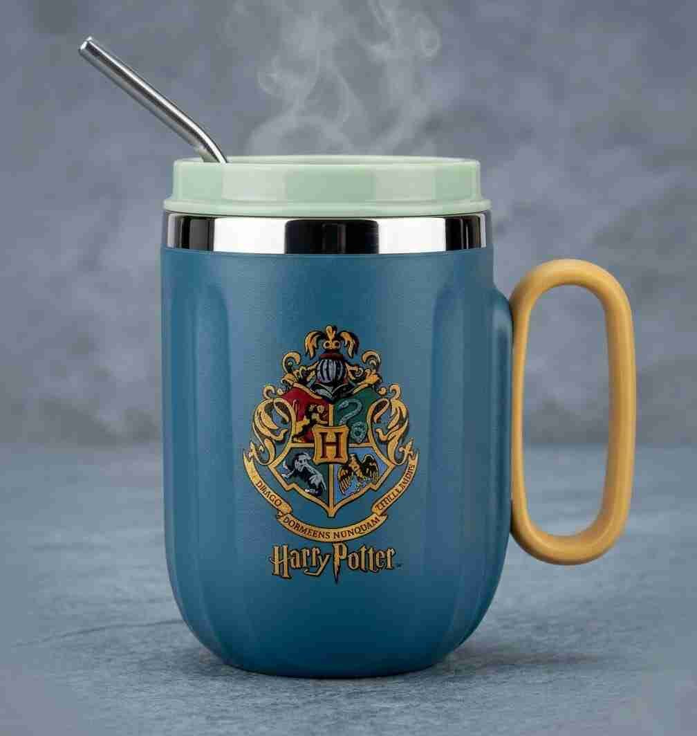 Harry Potter Theme Stainless Steel Mug with Steel Straw – 400 ml (Assorted Designs) - Image 2