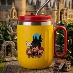 Harry Potter Theme Stainless Steel Mug with Steel Straw – 400 ml (Assorted Designs) - Image 4