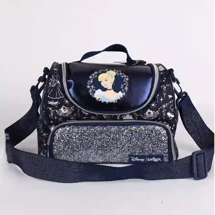 Disney Princess Cinderella Lunch Bag | Insulated Dual Compartment with Glitter & Shoulder Strap