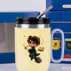 Harry Potter Theme Stainless Steel Mug with Steel Straw – 400 ml (Assorted Designs) - Image 3