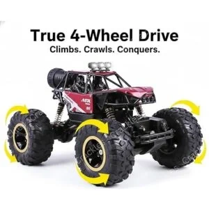 Crackles 1:12 Scale 2.4Ghz Rechargeable Remote Control 4WD Alloy Off Road All Terrain Rock Crawler Toy Car, inbuilt with Booster Spray Function and Long Battery Life for Kids Adults - Image 2