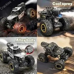 Crackles 1:12 Scale 2.4Ghz Rechargeable Remote Control 4WD Alloy Off Road All Terrain Rock Crawler Toy Car, inbuilt with Booster Spray Function and Long Battery Life for Kids Adults - Image 4